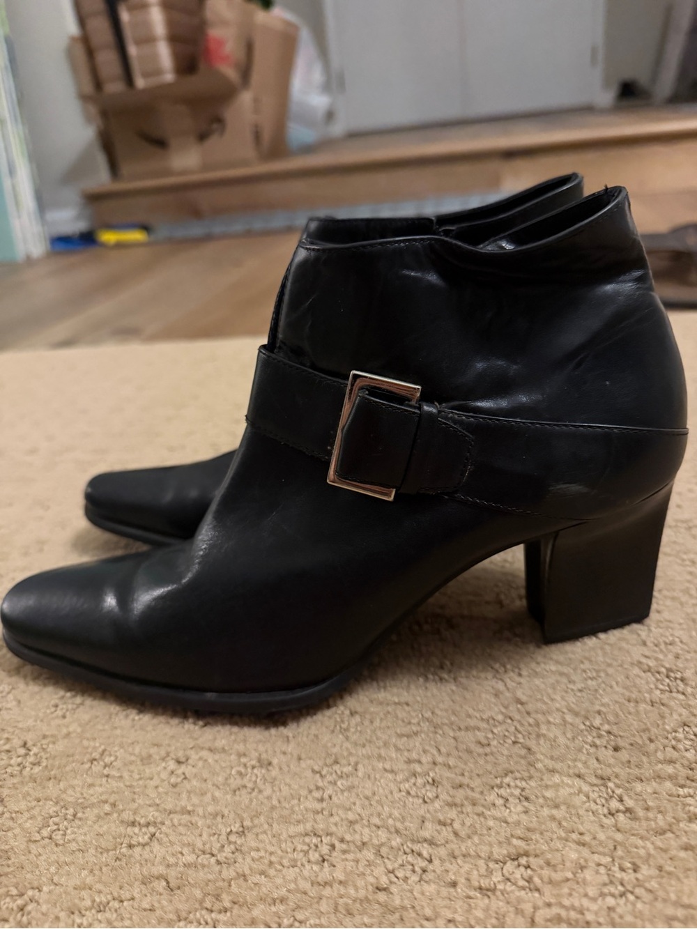 Worthington black leather ankle boots